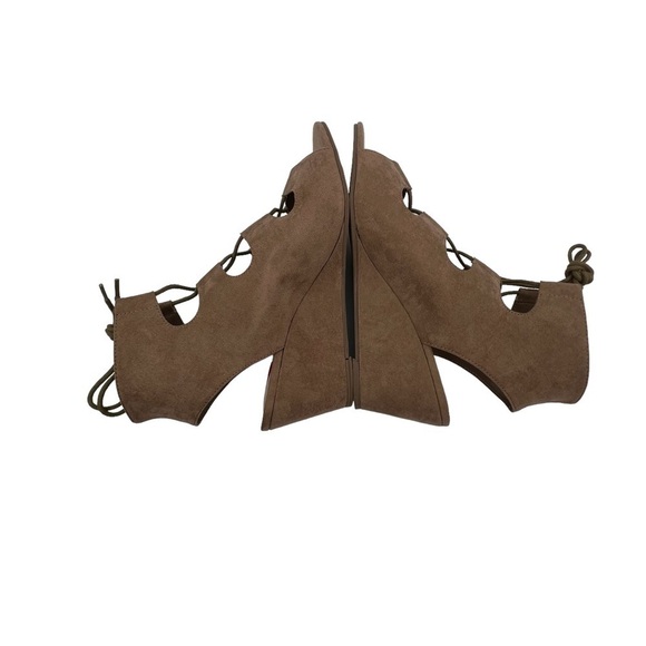 Wedge Almond Loraine Lace Up Cork Memory Foam Leather Heels Size 7 1/2 Women's - Picture 5 of 8